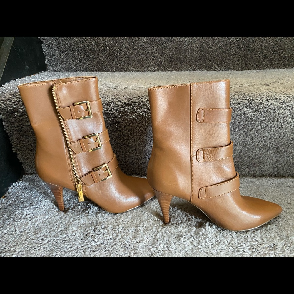 Michael Kors Lori Boot. 2 pair. 1 black, 1 luggage leather.